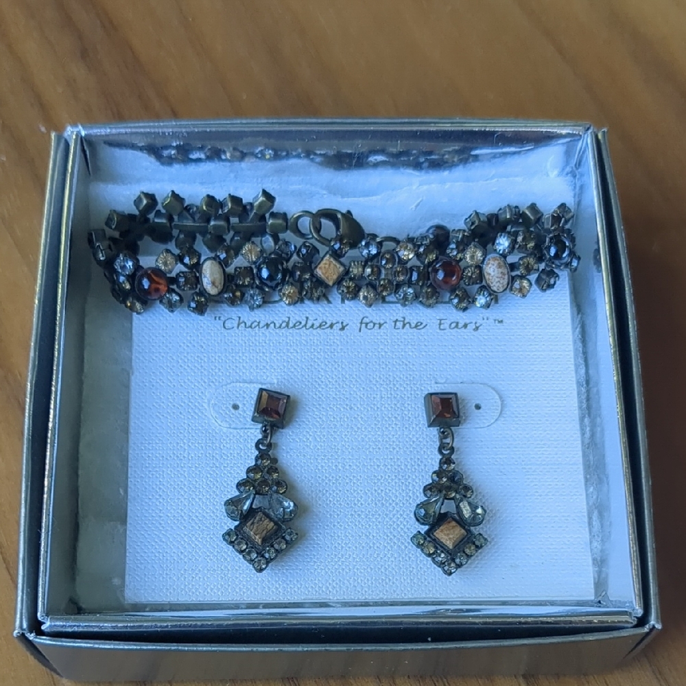 Vintage Sorrelli Natural Brown Earring And Bracelet Set